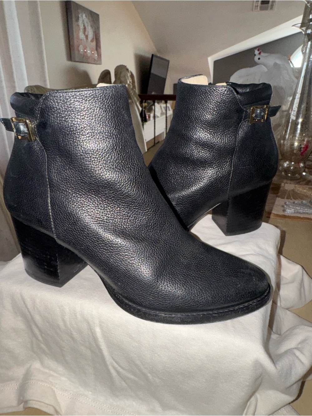 Jimmy Choo Black Leather Ankle Boots - Classic Women's Chelsea Heel - Picture 1 of 7